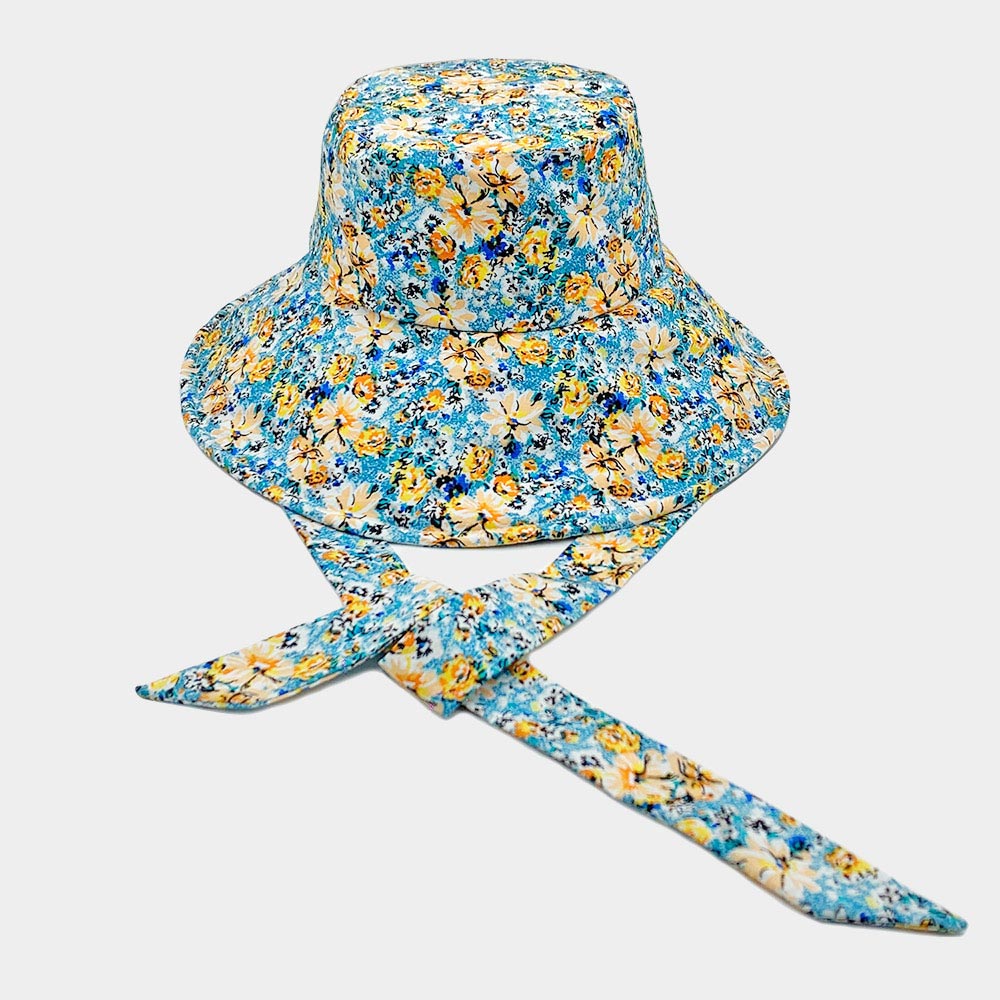 iLLASPARKZ Flower Patterned Chin Tie Bucket Hat