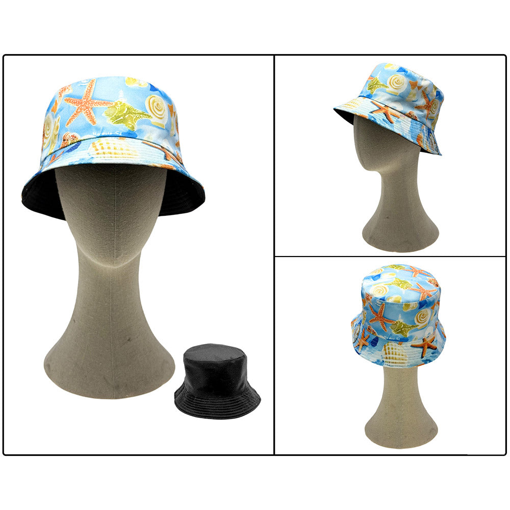 iLLASPARKZ Reversible Starfish Sea Shell Print Bucket Hat