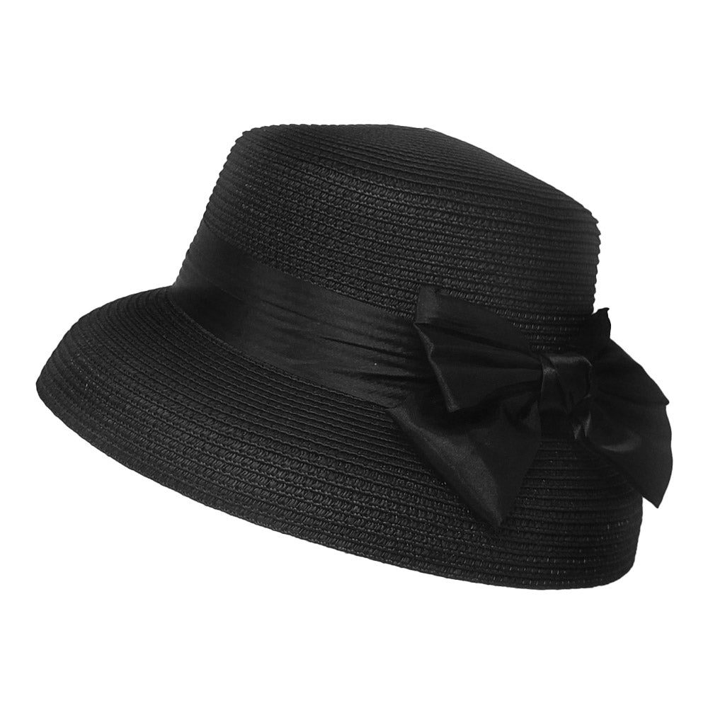 iLLASPARKZ Satin Bow Band Straw Church Hat