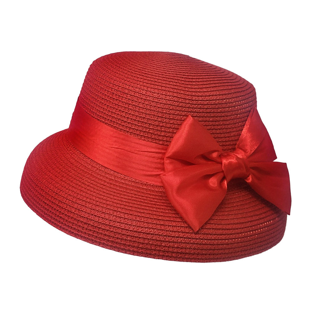 iLLASPARKZ Satin Bow Band Straw Church Hat