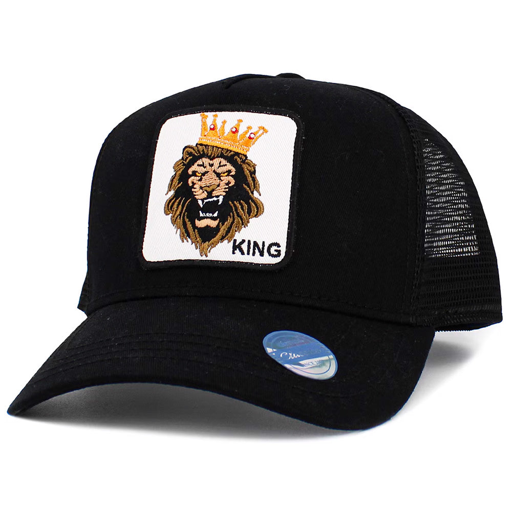 iLLASPARKZ King Lion Embroidered Patch Mesh Back Trucker Hat