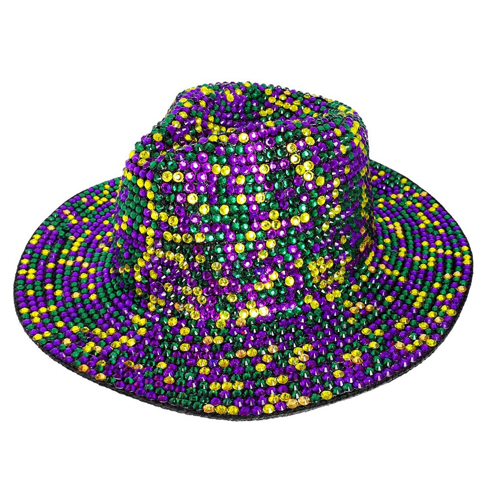 Bling Studded Mardi Gras Fedora Hat