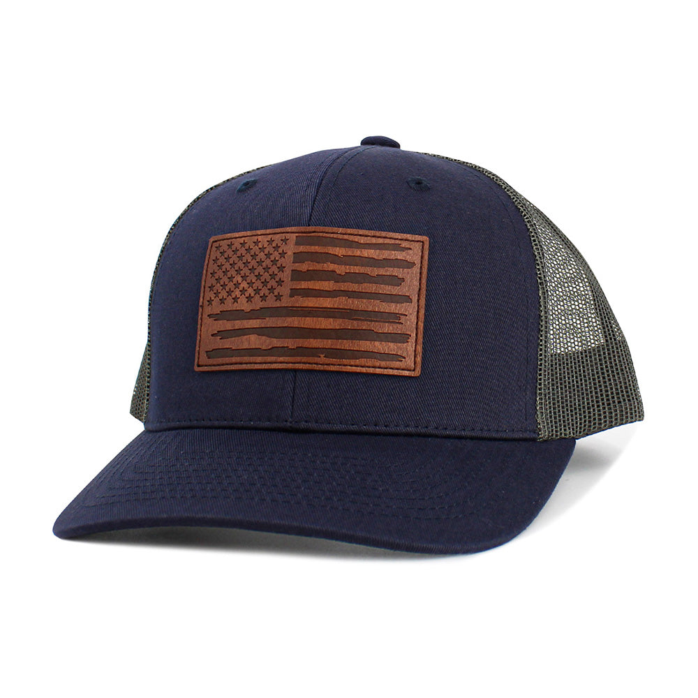iLLASPARKZ American USA Flag Patch Pointed Mesh Back Trucker Hat