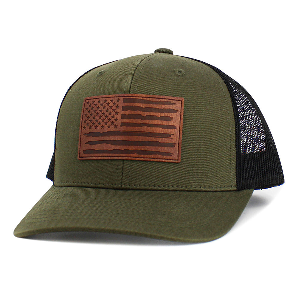 iLLASPARKZ American USA Flag Patch Pointed Mesh Back Trucker Hat