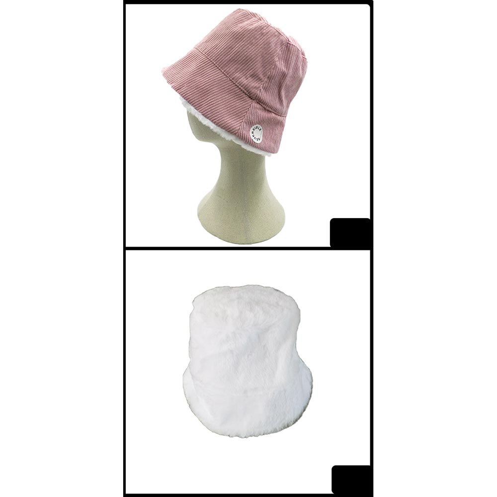 iLLASPARKZ Reversible Corduroy Soft Faux Fur Bucket Hat
