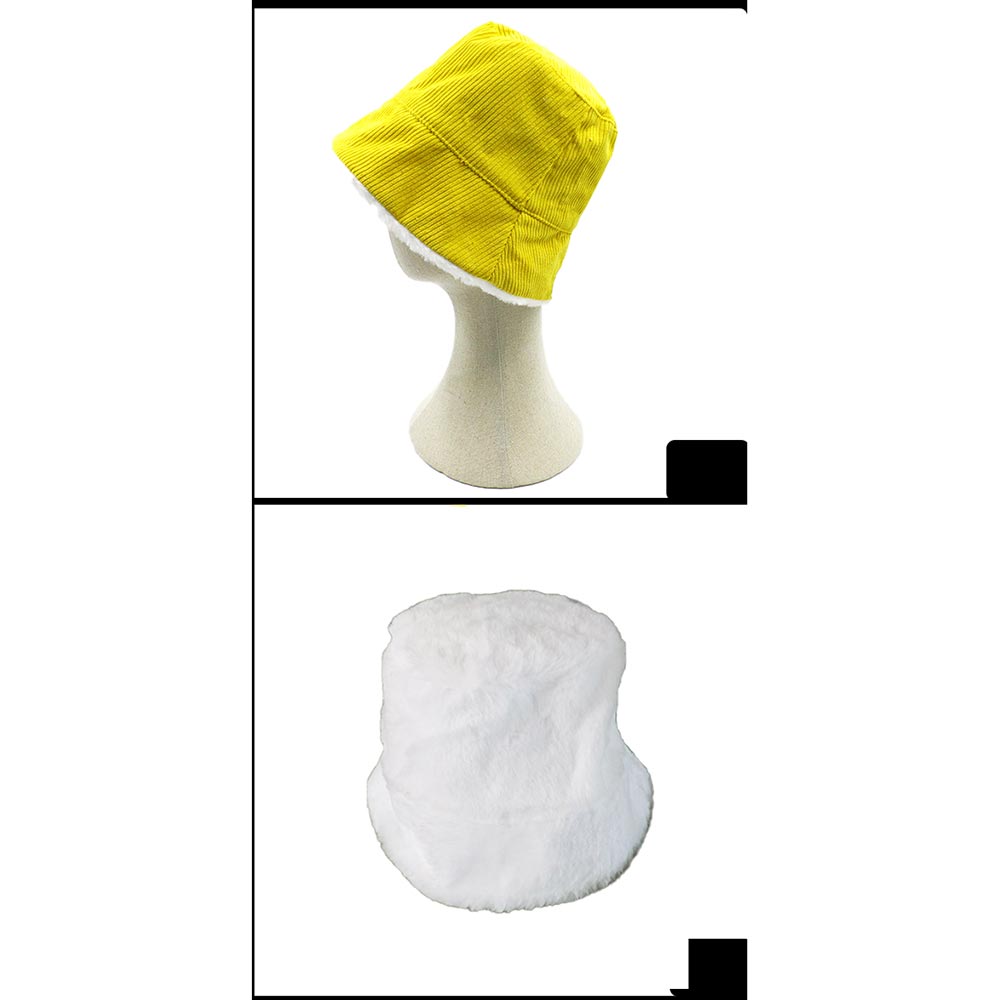iLLASPARKZ Reversible Corduroy Soft Faux Fur Bucket Hat