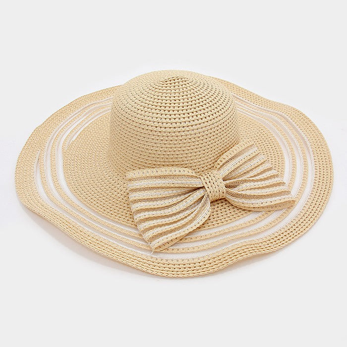 iLLASPARKZ See through stripe paper floppy sun hat with bow