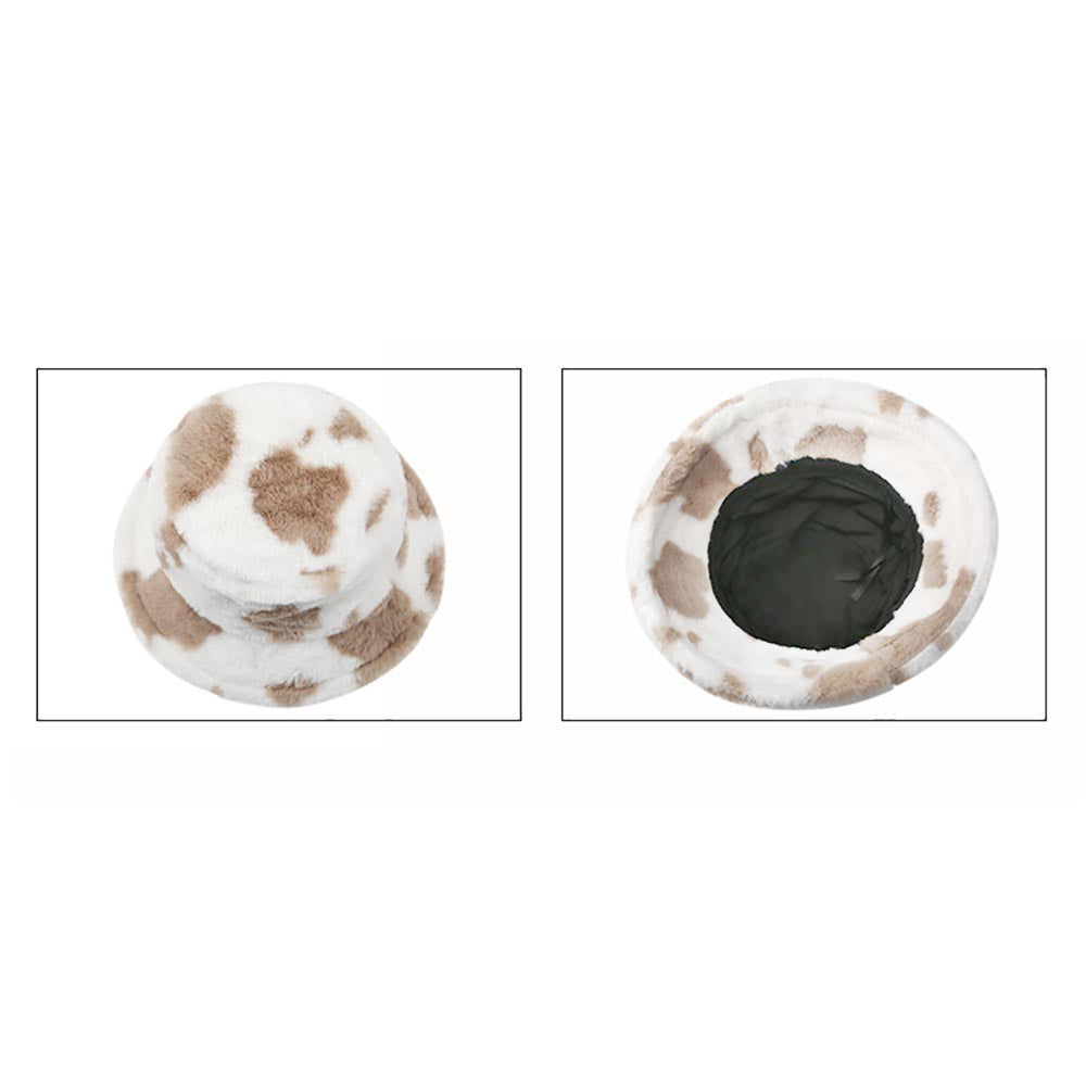 iLLASPARKZ Cow Patterned Soft Faux Fur Bucket Hat