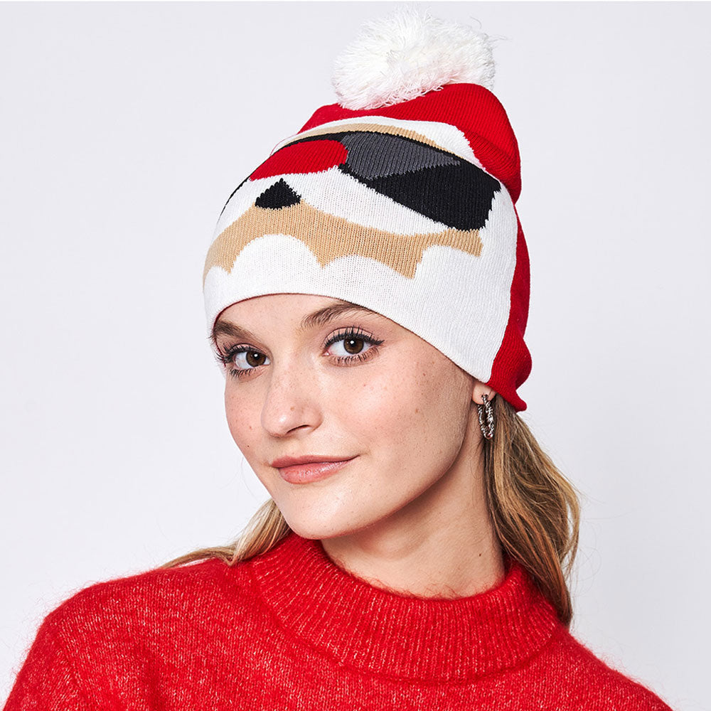 iLLASPARKZ Sunglasses Santa Claus Pom Pom Beanie Hat