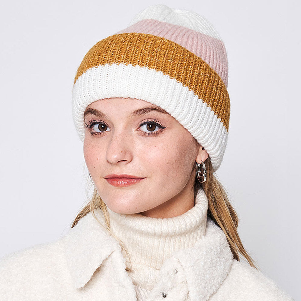 iLLASPARKZ Striped Ribbed Beanie Hat