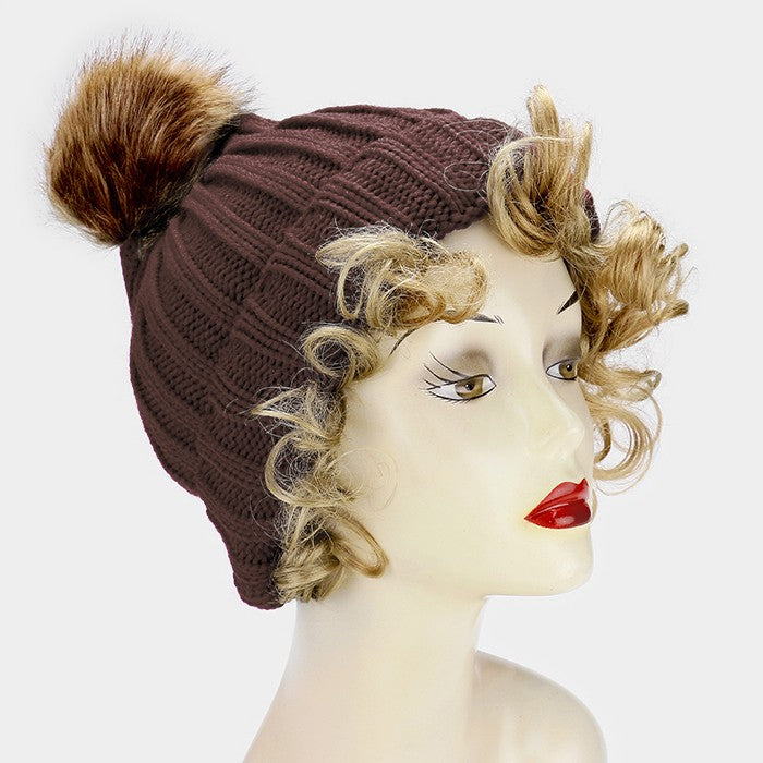 iLLASPARKZ Knit Beanie Hat with Pom Pom