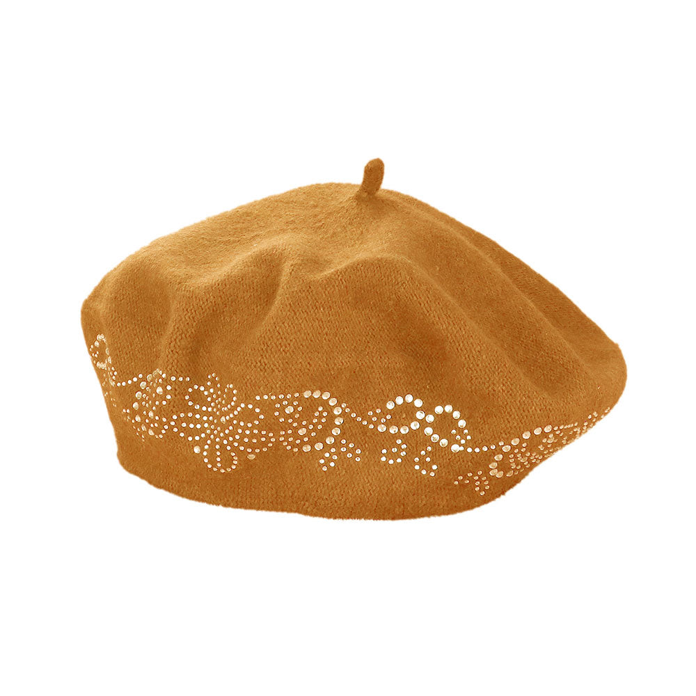 iLLASPARKZ Flower Bling Studded Beret Hat
