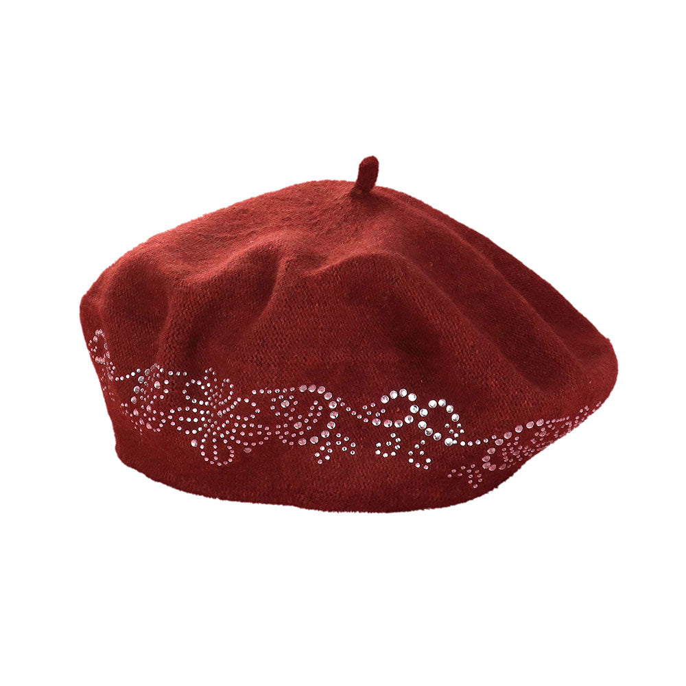 iLLASPARKZ Flower Bling Studded Beret Hat