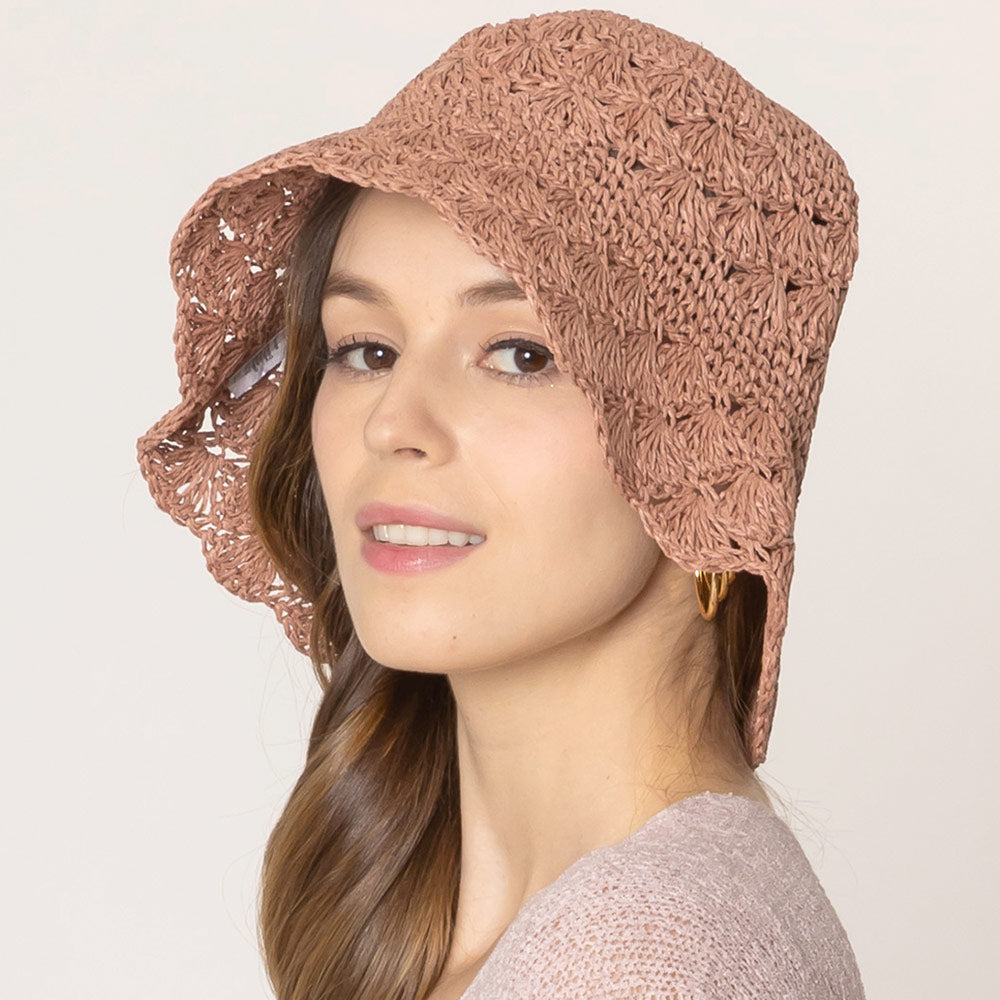 iLLASPARKZ Crochet Straw Bucket Hat
