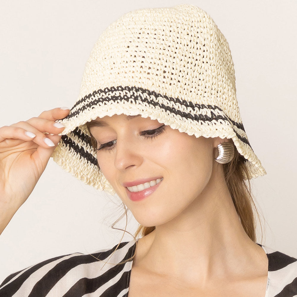 iLLASPARKZ Stripe Straw Bucket Hat