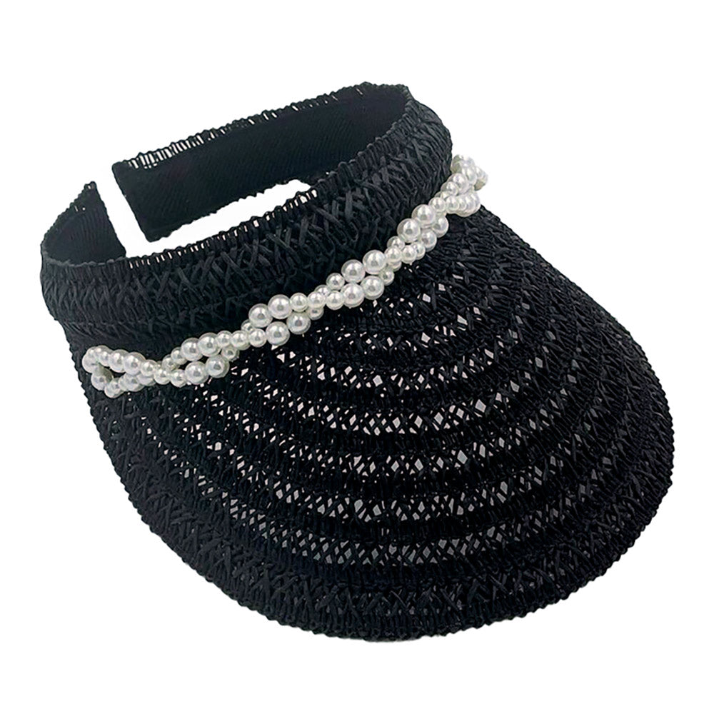 iLLASPARKZ Twisted Pearl Pointed Straw Sun Visor Hat