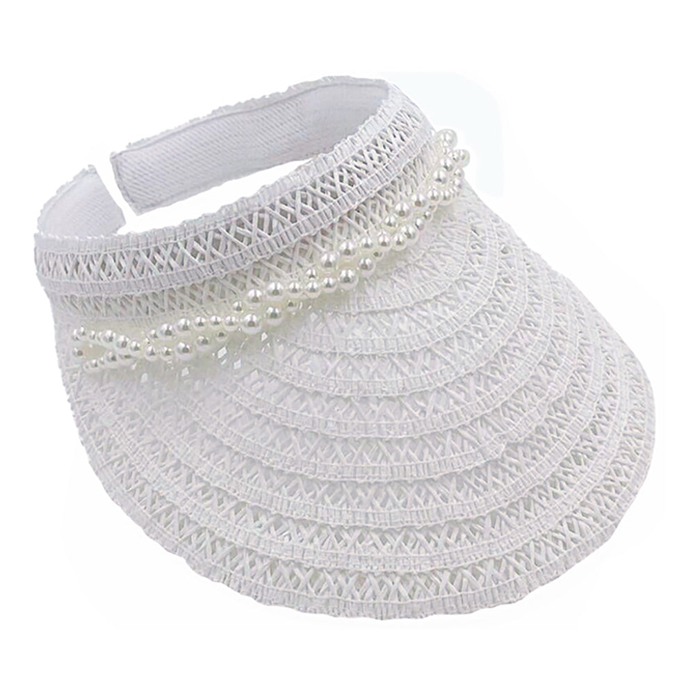 iLLASPARKZ Twisted Pearl Pointed Straw Sun Visor Hat