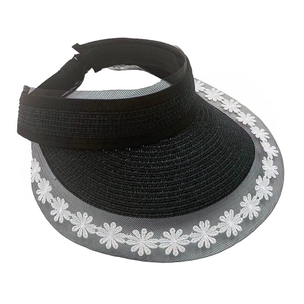 iLLASPARKZ Flower Lace Pointed Straw Sun Visor Hat