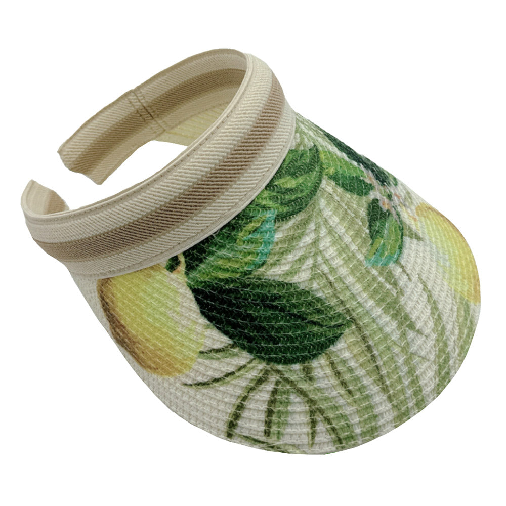 iLLASPARKZ Leaf Printed Straw Sun Visor Hat