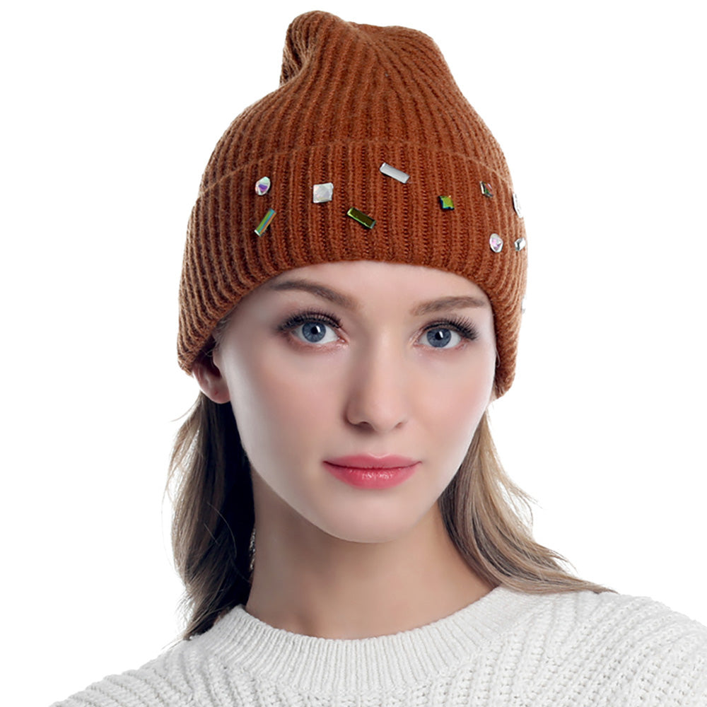 iLLASPARKZ Bling Stone Embellished Knit Beanie Hat