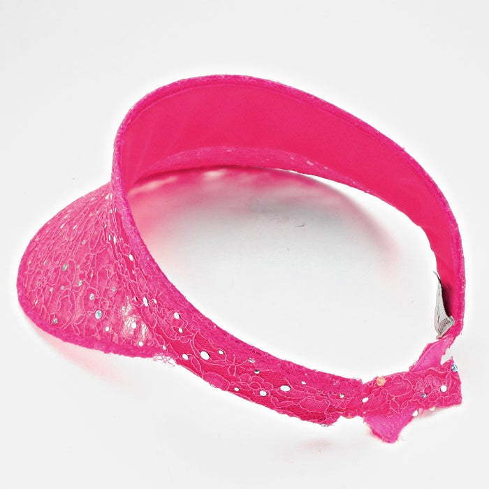 iLLASPARKZ Sequined Floral Lace Visor Hat