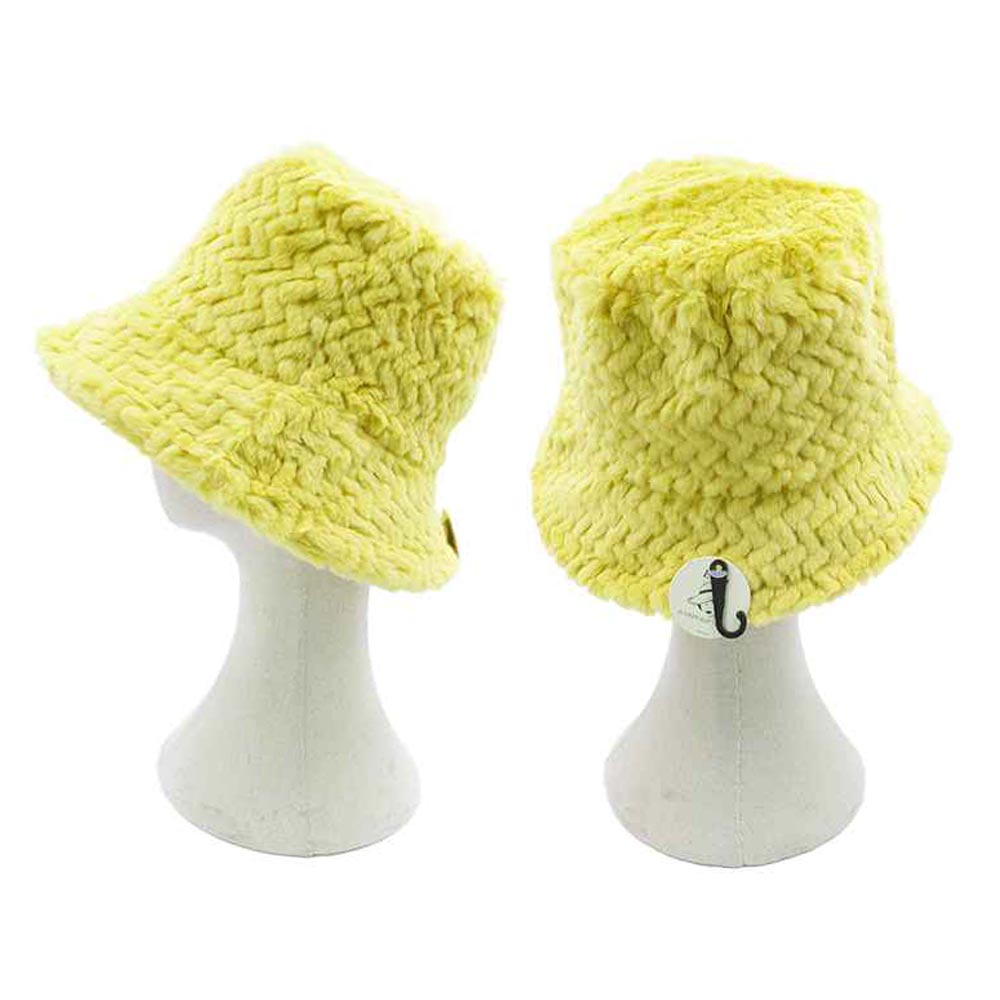 iLLASPARKZ Patterned Faux Fur Solid Bucket Hat