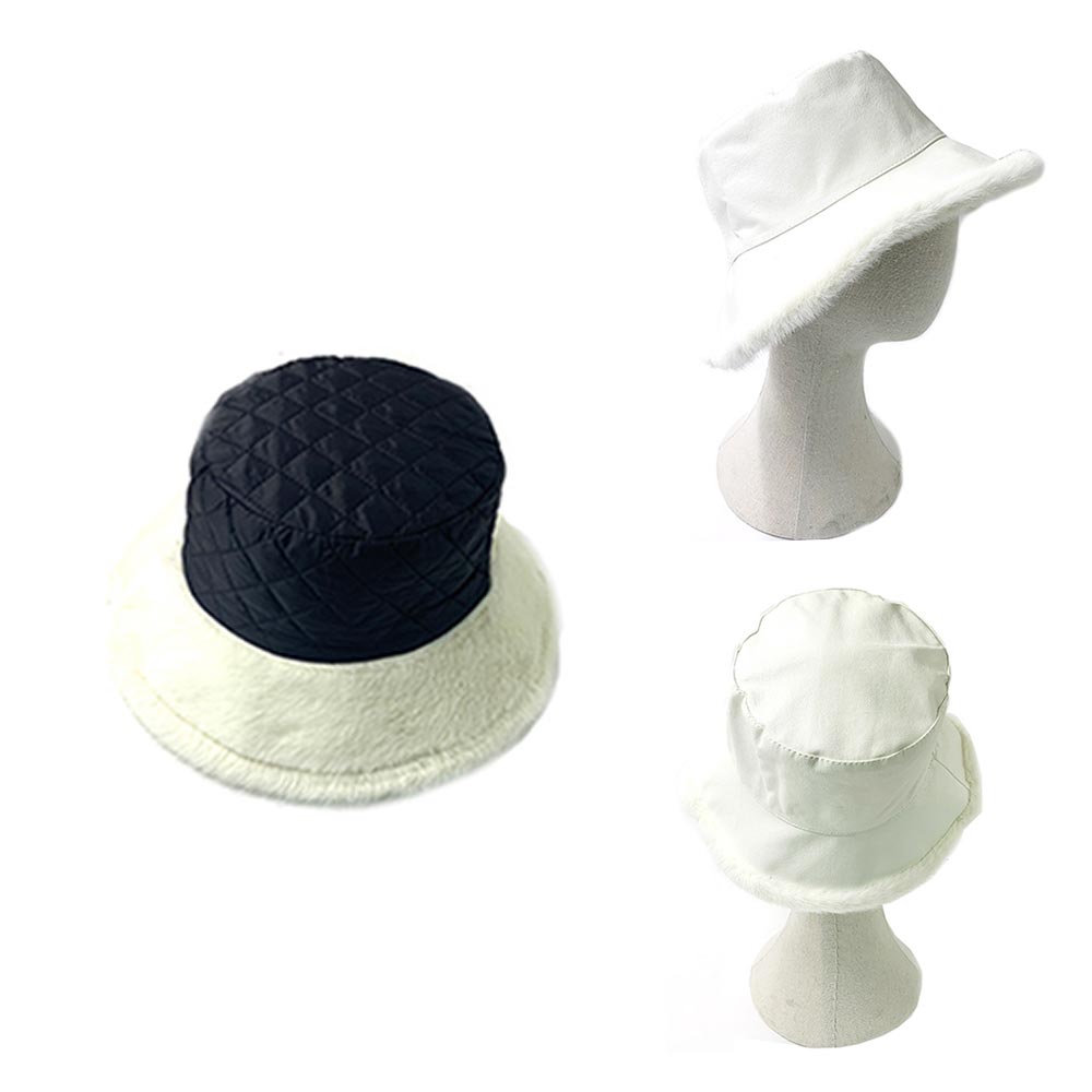iLLASPARKZ Faux Fur Inside Brim Solid Bucket Hat