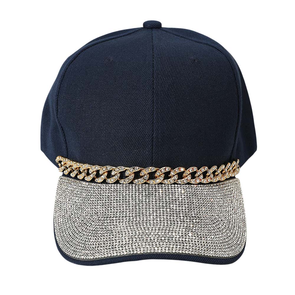 iLLASPARKZ Bling Studded Brim Chain Pointed Baseball Cap