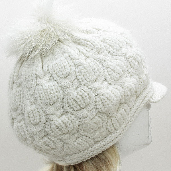iLLASPARKZ Rabbit Hair Pom Visor Hat