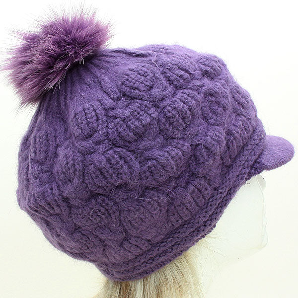 iLLASPARKZ Rabbit Hair Pom Visor Hat