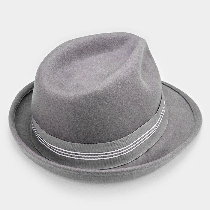 iLLASPARKZ Striped Ribbon Wool Fedora