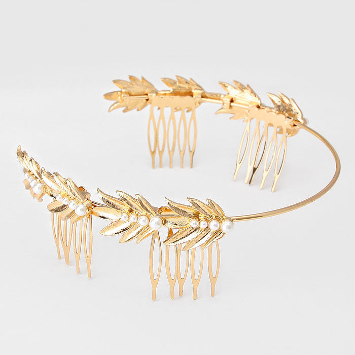 iLLASPARKZ Pearl Accented Laurel Comb Head Chain