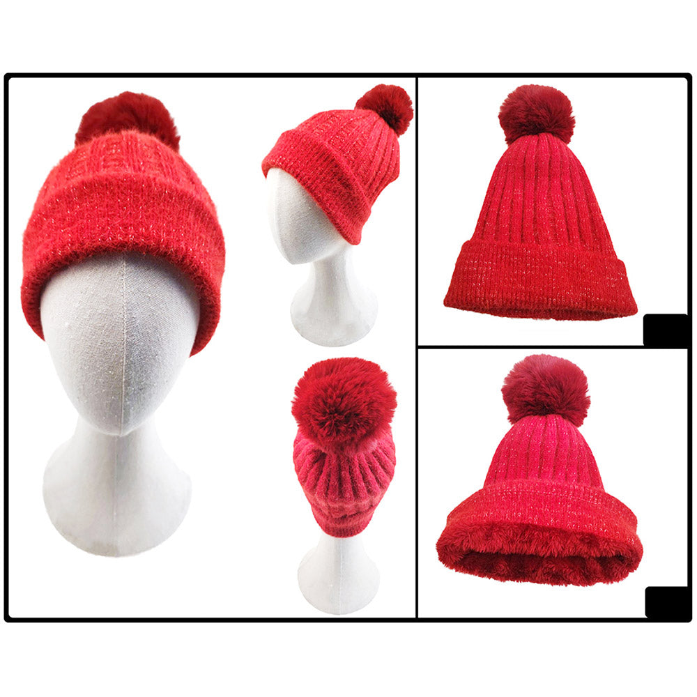iLLASPARKZ Fleece Lining Pom Pom Beanie Hat