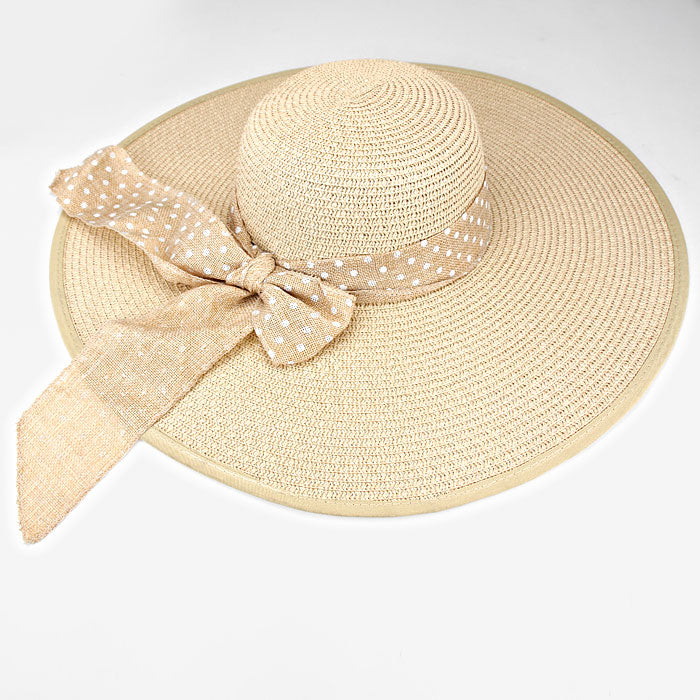 iLLASPARKZ Polka Dot Bow Straw Floppy Hat