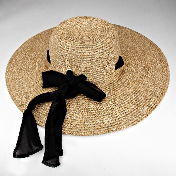 iLLASPARKZ Bow Accented Straw Floppy Hat