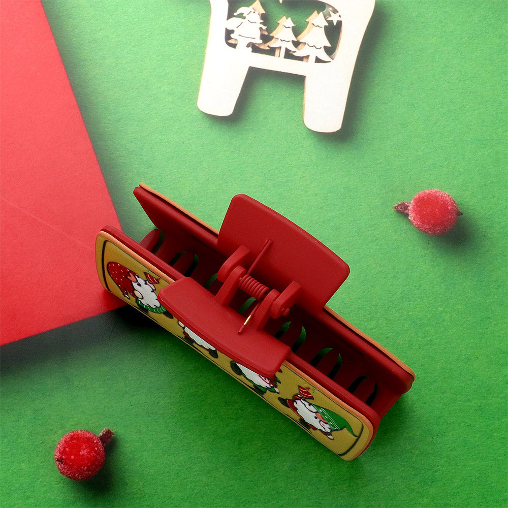 iLLASPARKZ Faux Leather Embossed Christmas Dwarf Hair Claw Clip