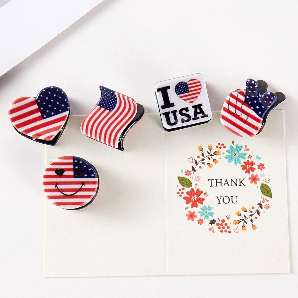 iLLASPARKZ 5PCS - American USA Flag Printed Hair Claw Clips