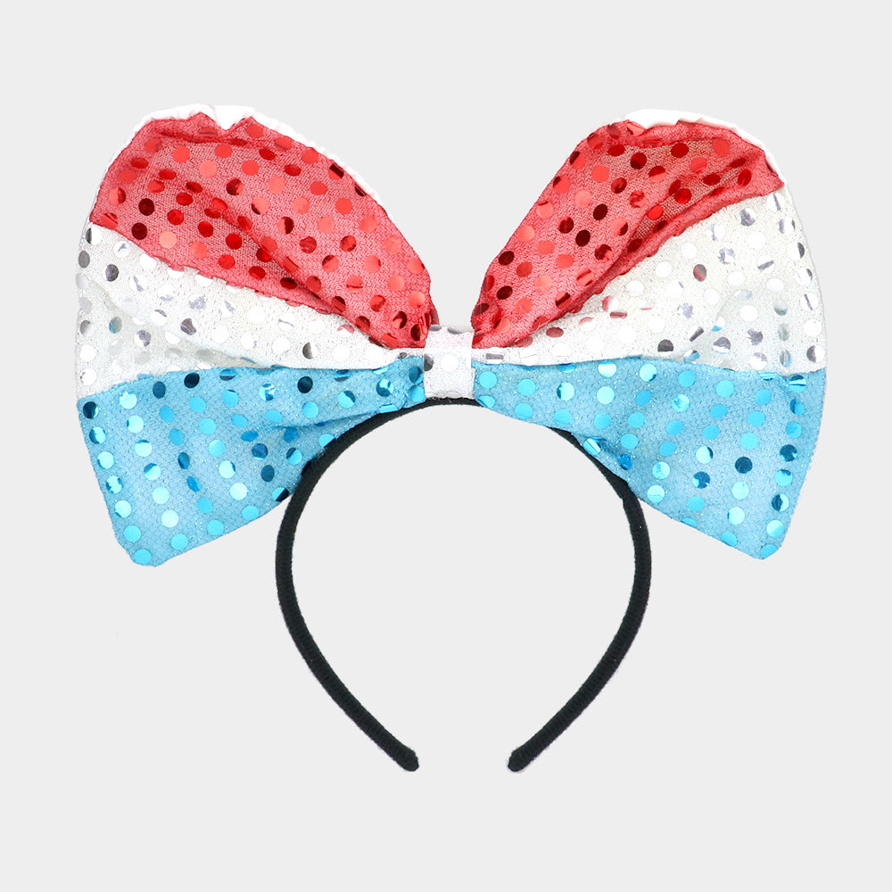 iLLASPARKZ LED Light Up American USA Flag Bow Headband