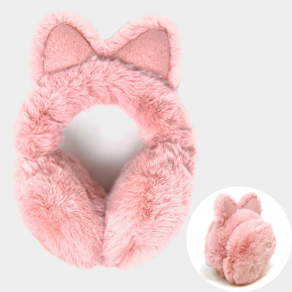 iLLASPARKZ Foldable Solid Color Cat Ear Faux Fur Earmuff