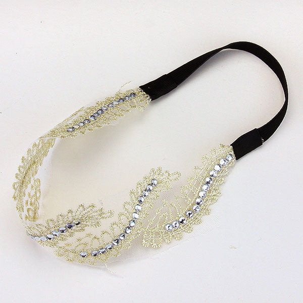 iLLASPARKZ Studded Floral Lace Stretch Headband