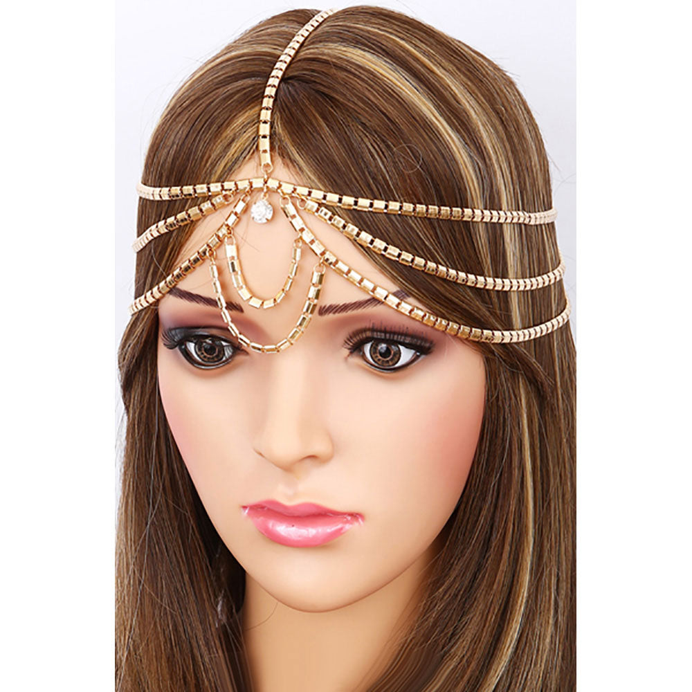 iLLASPARKZ Round Stone Pointed Draped Head Chain