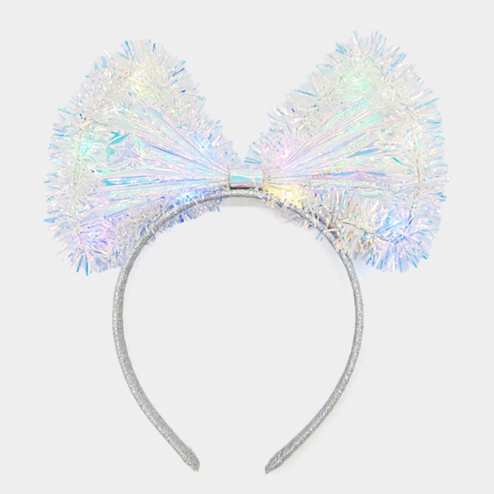 iLLASPARKZ Luminous Tinsel Bow Pointed Party Headband