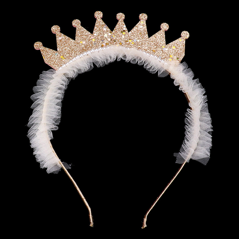 iLLASPARKZ Glittered Crown Pointed Lace Headband