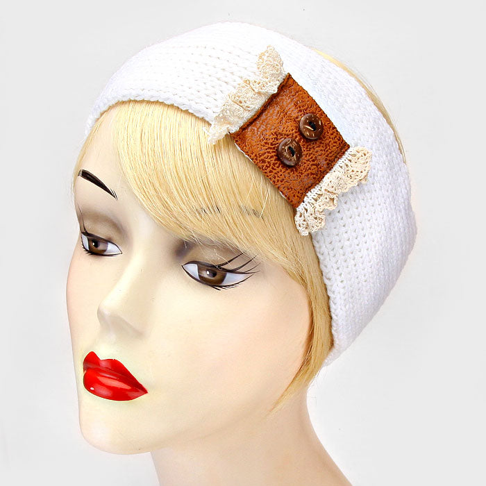 iLLASPARKZ Button Lace Knit Earmuff Headband
