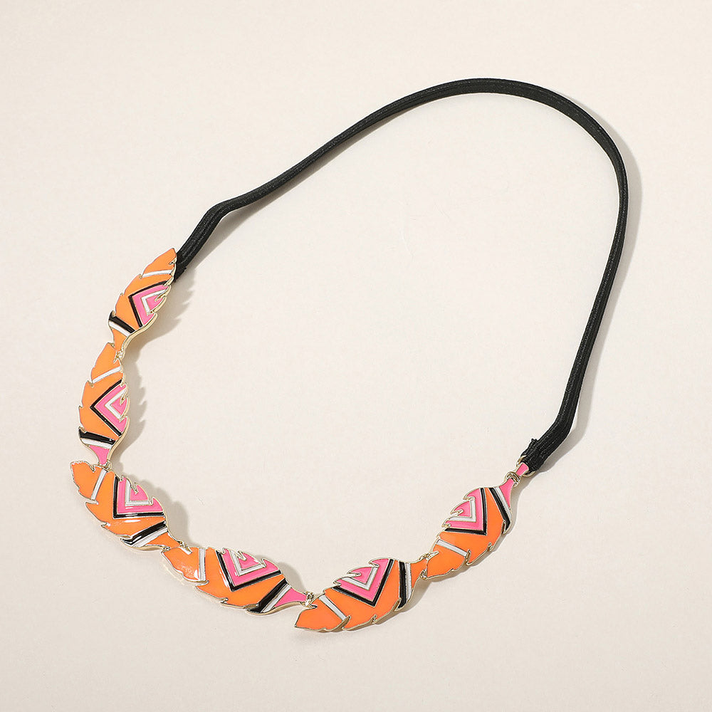 iLLASPARKZ Geometric Print Metal Leaf Stretch Headband