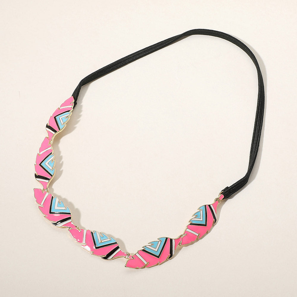 iLLASPARKZ Geometric Print Metal Leaf Stretch Headband