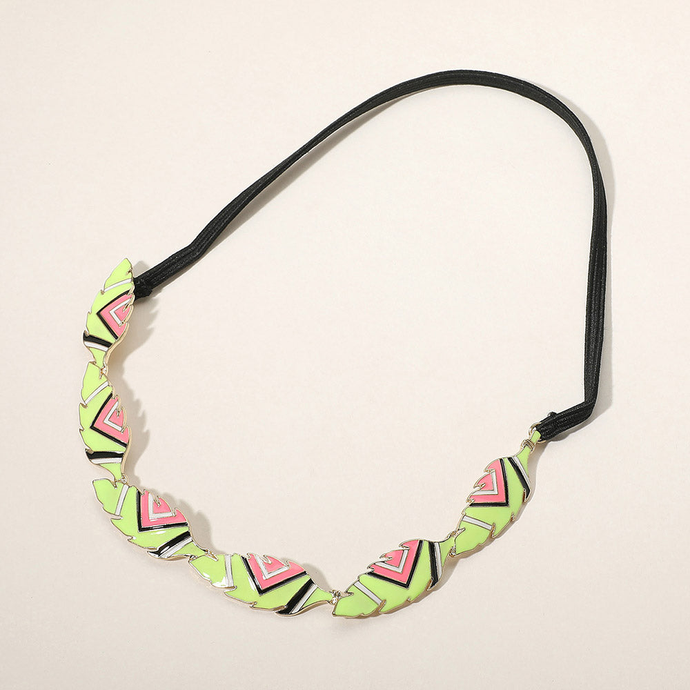 iLLASPARKZ Geometric Print Metal Leaf Stretch Headband