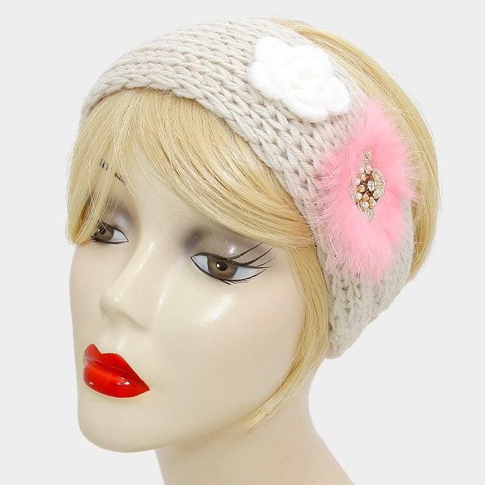 iLLASPARKZ Button up Knit Flower Earmuff Headband