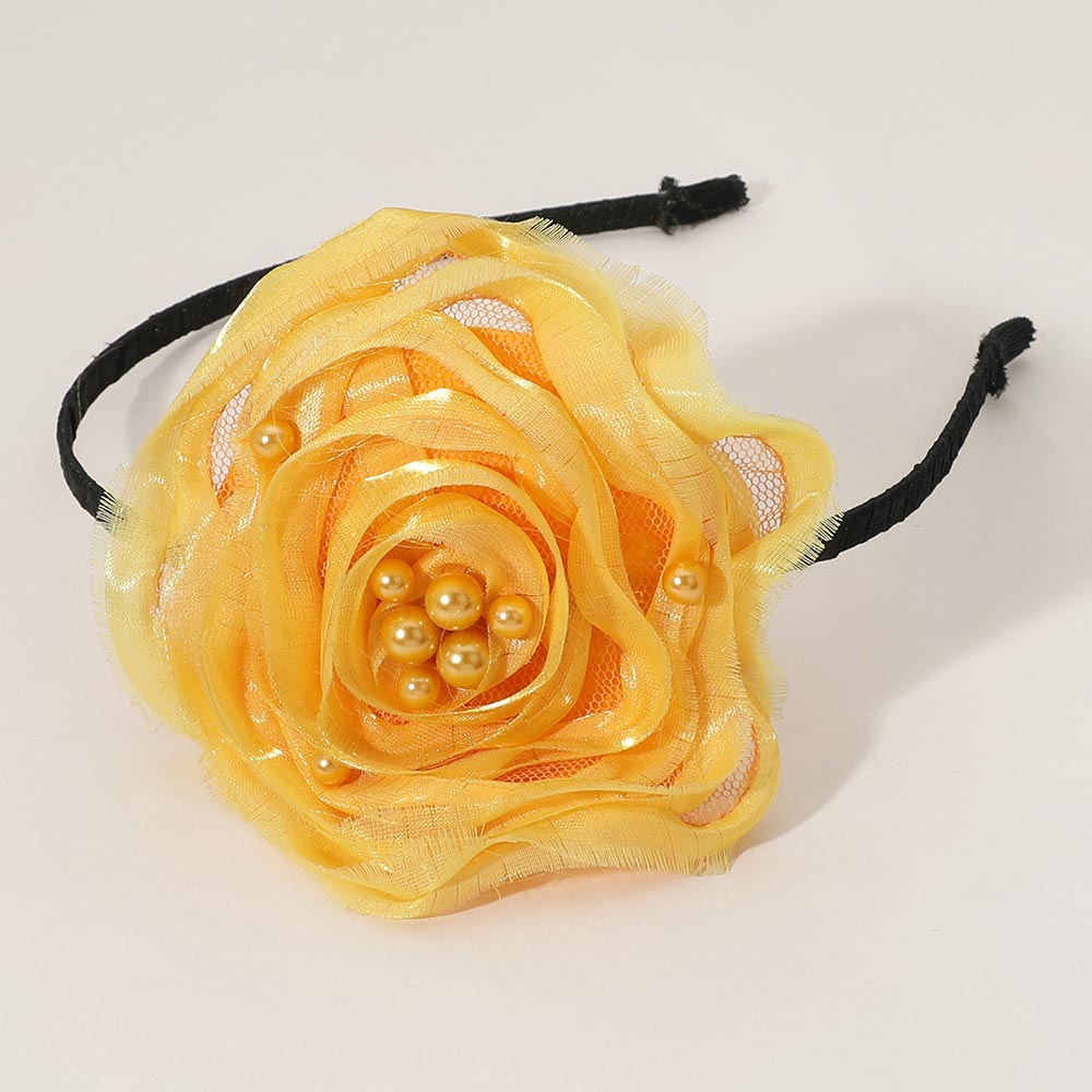 iLLASPARKZ Pearl Embellished Mesh Fabric Flower Headband