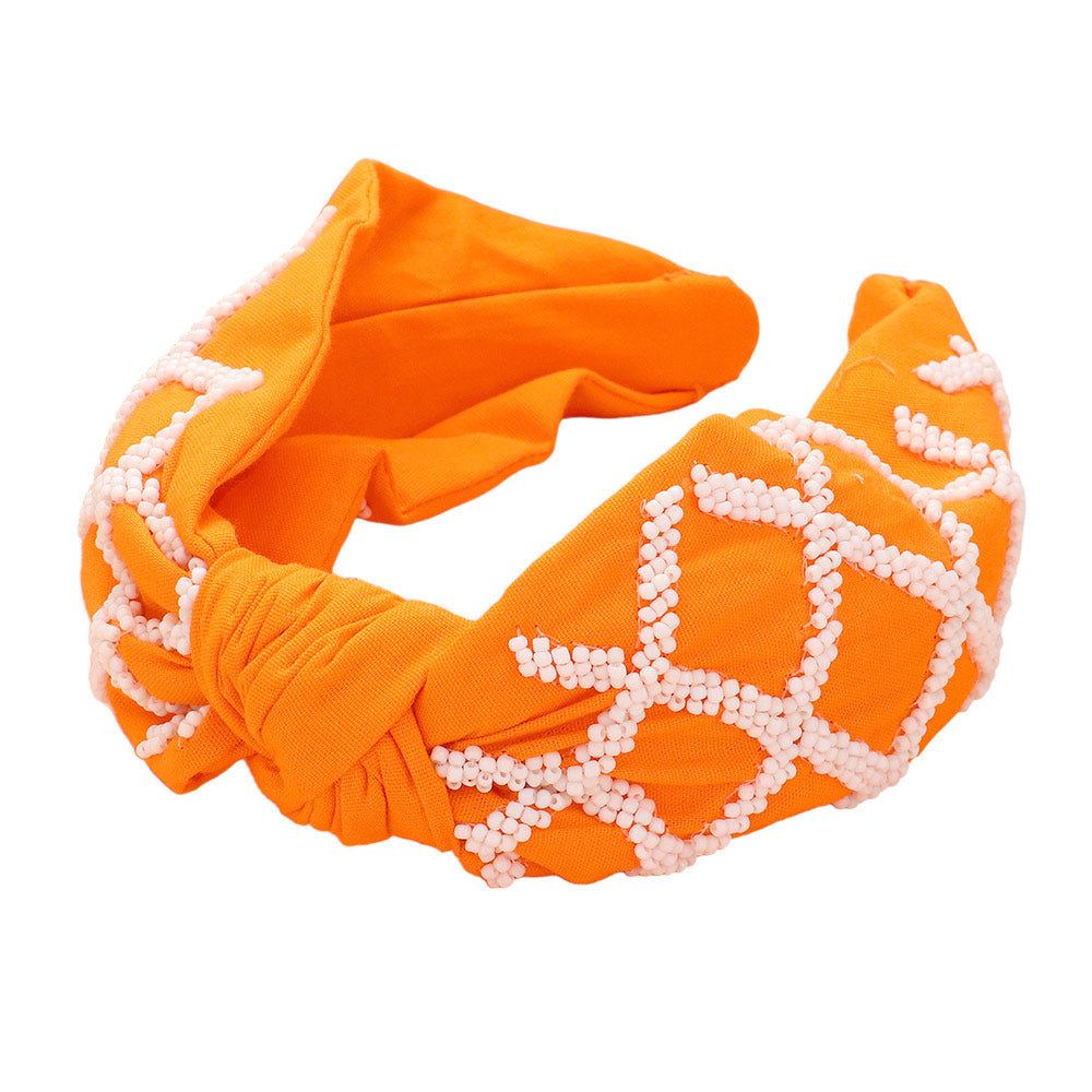 iLLASPARKZ Game Day Seed Beaded Check Patterned Knot Burnout Headband